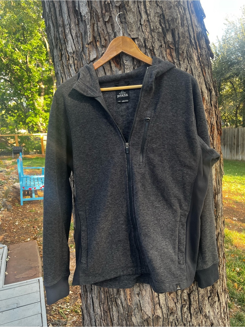 Prana Dark Gray Hooded Full-Zip Bomber Jacket